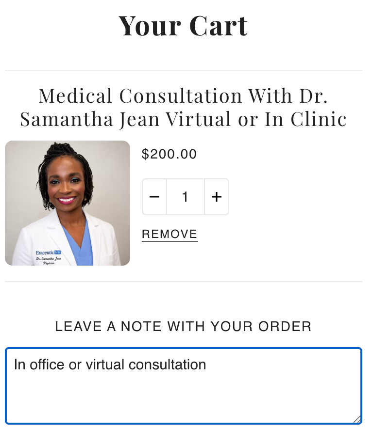 Medical Consultation With Dr. Samantha Jean Virtual or In Clinic